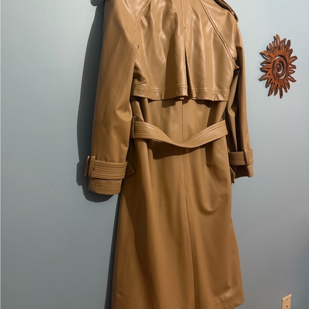 VERONICA BEARD Tan Conneley Faux Leather Trench Coat - Picture 9 of 12